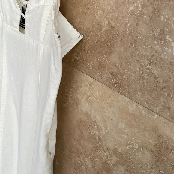 Forever 21 Dress Spaghetti Straps Lined Linen Summer Zip Off White NWT Size S - Picture 5 of 15
